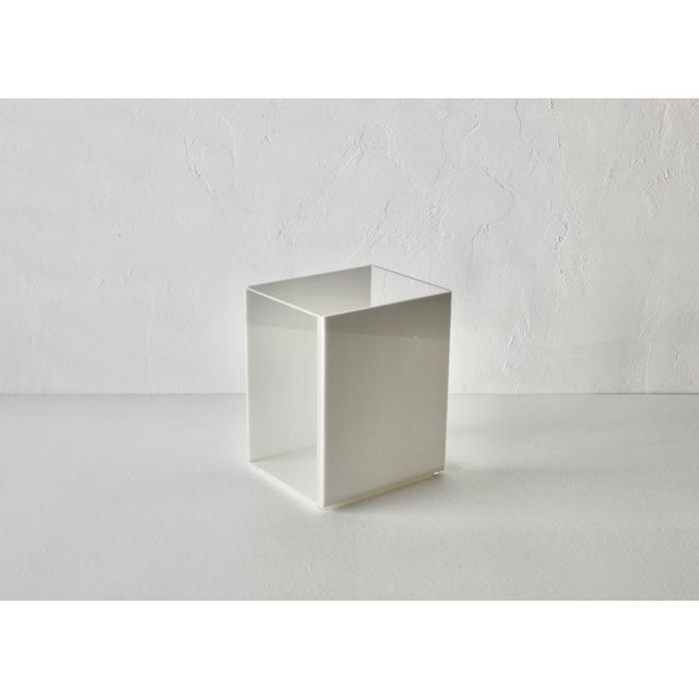 1990s Vintage Tizo Style White Lucite Acrylic Waste Basket For Sale - Image 5 of 12