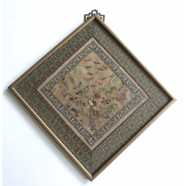 Set of 3 Chinese antique silk embroideries in gilt frames. Purchased in an antique shop in Hong Kong in 1973. The subject...