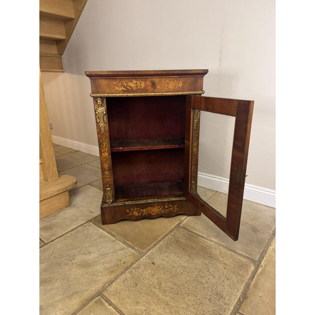 Antique Victorian Walnut Marquetry Inlaid Pier Cabinet, 1860 For Sale - Image 12 of 13