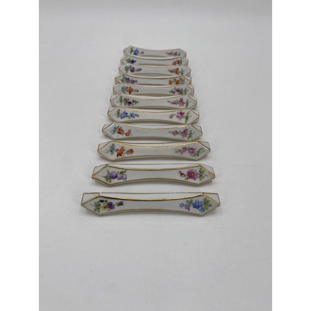 Porcelain Knife Rest with Flowers and Gold Rim from Meissen, Germany, 1900s For Sale - Image 9 of 12