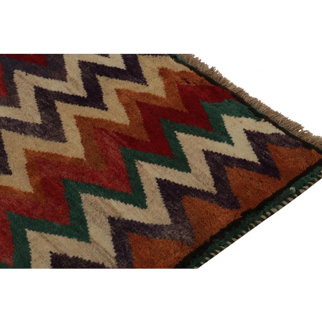 1950s 1950s Vintage Gabbeh Runner in Polychromatic Chevron Patterns For Sale - Image 5 of 8