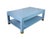 Wood Karl Springer Style Modern Light Blue Linen-Raffia Coffee Table. With Four Brass Sabot For Sale - Image 7 of 10