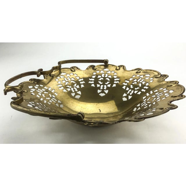 Vintage Solid Brass French Fruit Basket For Sale - Image 4 of 12