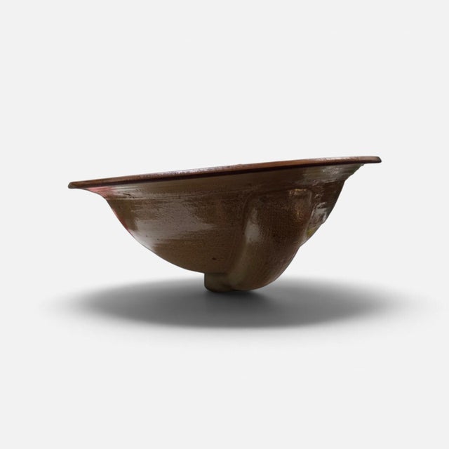 Eric Norstad Mid Century Modern Studio Pottery Brown Bathroom Sink Architectural For Sale - Image 4 of 10