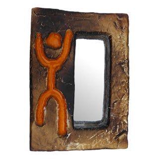 Mid-Century French Ceramic Framed Mirror from Galerie Palissy Vallauris, 1950s For Sale