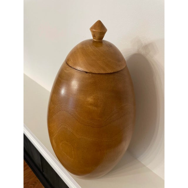 Mid 20th Century Vintage Modern Solid Wood Turned Urn, Light Honey Color For Sale - Image 5 of 11