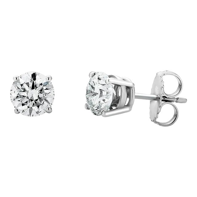 Classic Round Lab Grown Diamond Stud 2cttw 14k White Gold - 2 Pieces For Sale
