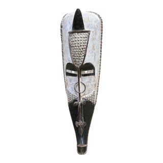 Vintage Large Fang Wooden Elongated Face Mask Gabon Africa 48" H For Sale