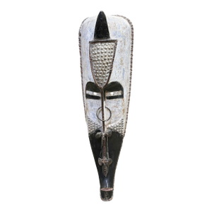 Vintage Large Fang Wooden Elongated Face Mask Gabon Africa 48" H