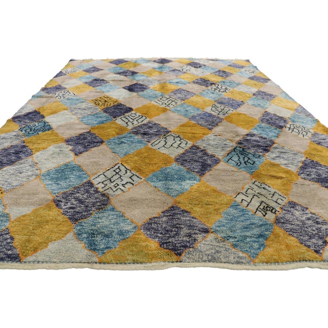 Moroccan Preppy Argyle Beni Mrirt Moroccan Rug - 10'03 X 13'03 For Sale - Image 3 of 9