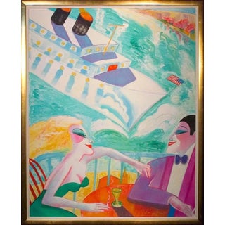 1980s Earl Linderman "Doktor Thrill Cruises on the Princess" Original Painting, Framed For Sale