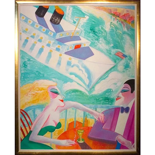 1980s Earl Linderman "Doktor Thrill Cruises on the Princess" Original Painting, Framed For Sale