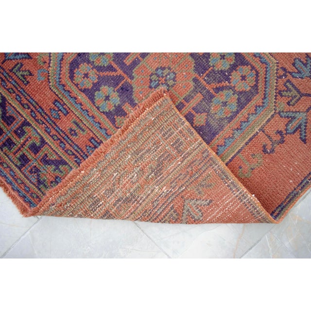 1970s Distressed Oushak Runner Rug Muddy Waters Color Hallway For Sale - Image 9 of 10