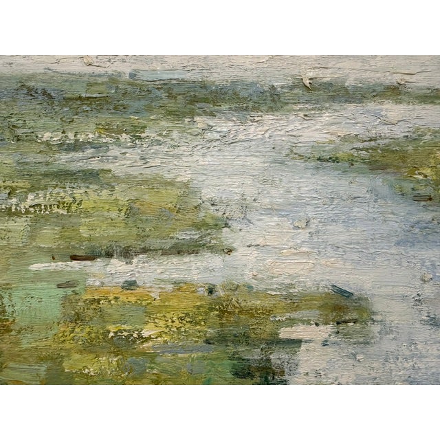 Impressionist Countryside Meadow & Sky Scene - Large Square Canvas For Sale - Image 11 of 11