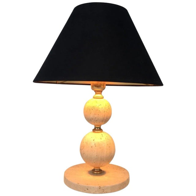 Travertine and Brass Table Lamp For Sale - Image 13 of 13