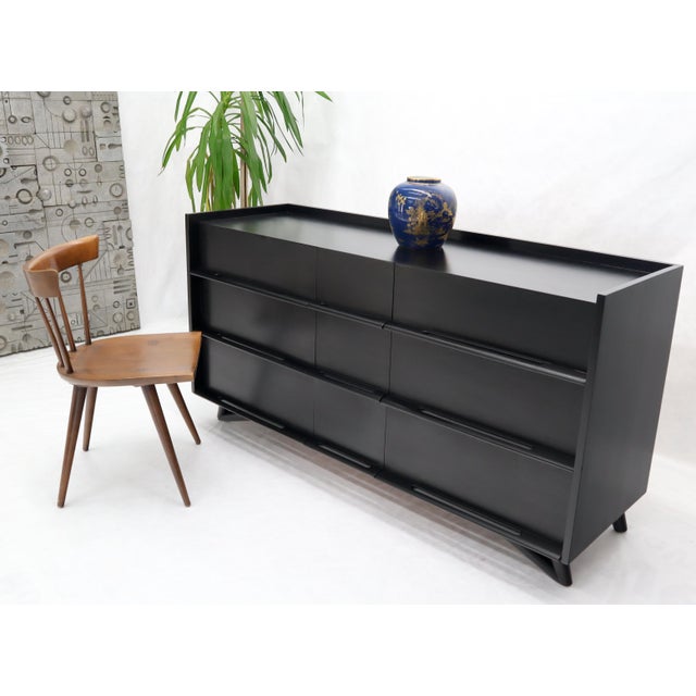 Black Lacquer Gallery Top Pieced Sculptural Wood Pulls Handles Dresser Credenza Chairish