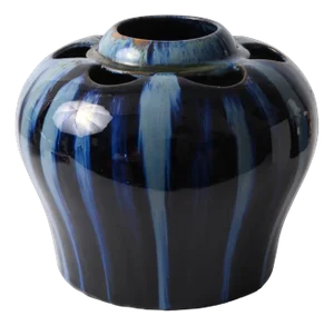 Drip Glazed Cobalt Ceramic Vase from Mons, 1920s