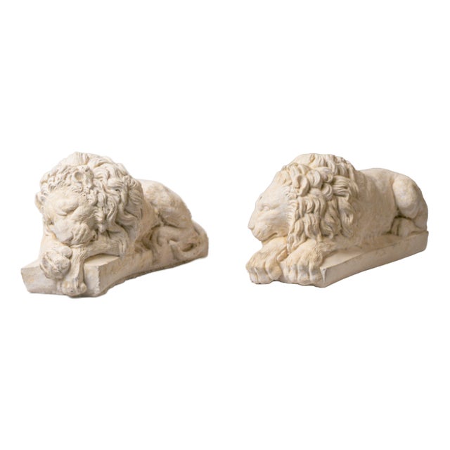 Lions in Stone, 1980s, Set of 2 For Sale