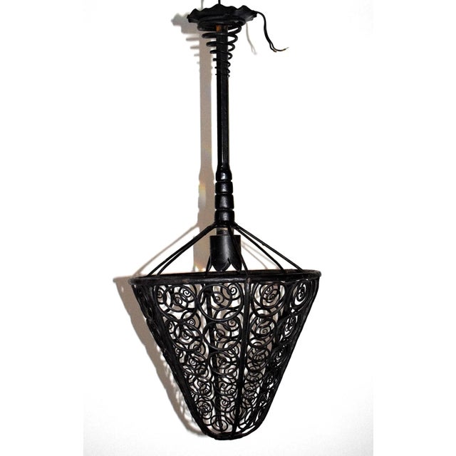 Art Nouveau Wrought Iron Ceiling Lamp, 1920s For Sale - Image 6 of 6