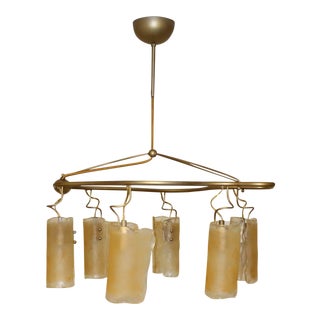 R. Caddeo and C. Saccon Amber Murano Glass Pendant Lamp For Sale