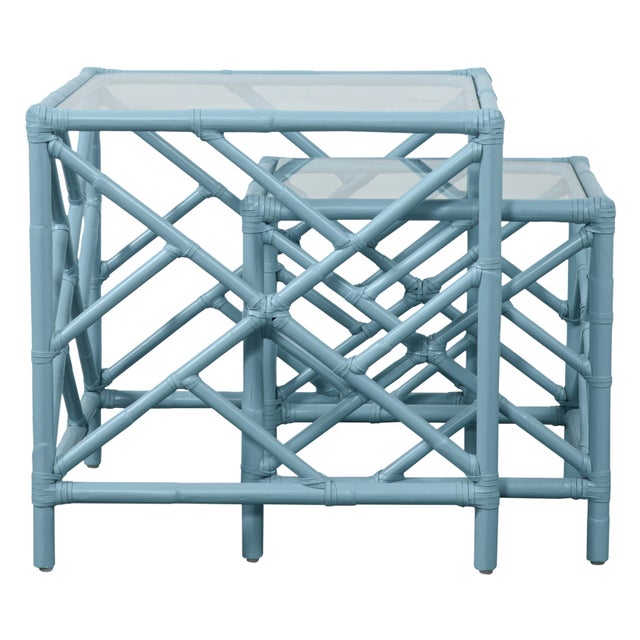 Chippendale Nesting Tables - Pool Blue For Sale In West Palm - Image 6 of 6