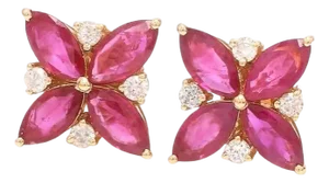 3.78 cts Natural ruby and 0.36 cts diamond earring in 18k gold