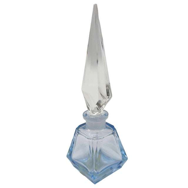This elegant ultra modern mid-century crystal perfume bottle by Irice in West Germany showcases the striking geometric...