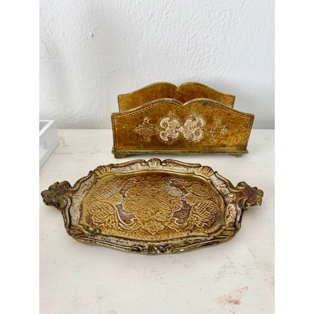 Florentia Florentine Desk Organizer& Letter Tray Set For Sale - Image 4 of 7