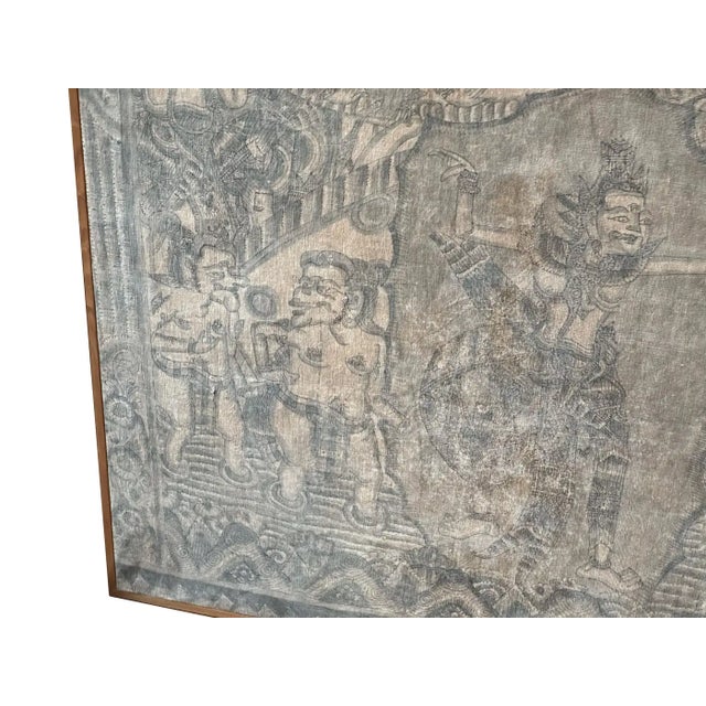 Bali Hindu Textile Framed 'Kamasan' Painting, Indonesia C. 1920 For Sale - Image 15 of 18