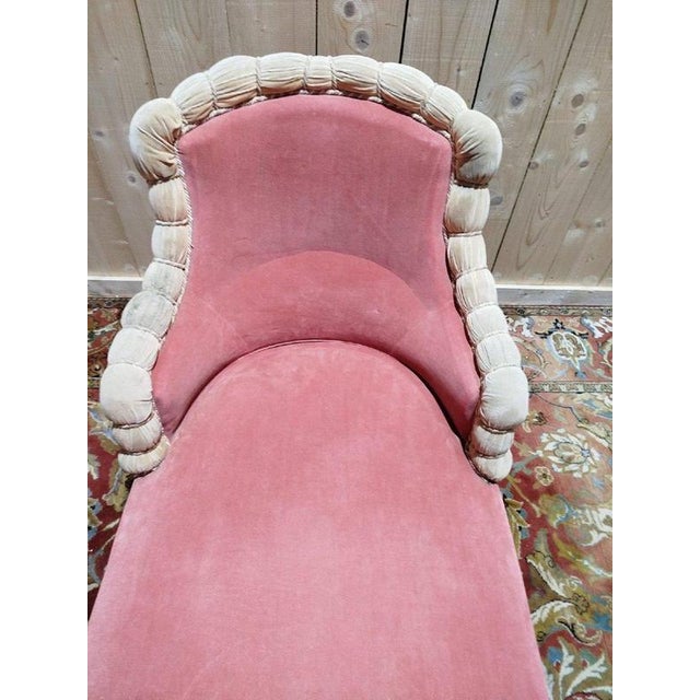 Textile Napoleon III Pink Velvet Chaise Longue For Sale - Image 7 of 10