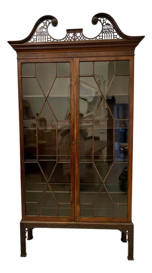 Large Antique Victorian Astral Glazed and Carved Mahogany Bookcase, 1860