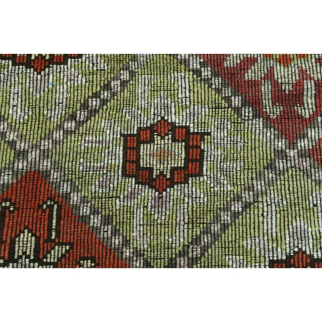 Textile Vintage Turkish Embroidered Kilim Rug - 79" X 113" For Sale - Image 7 of 13