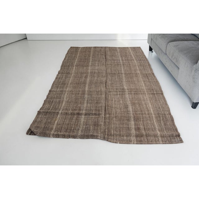 Turkish Brown & Tan Striped Wool Rug For Sale - Image 3 of 10
