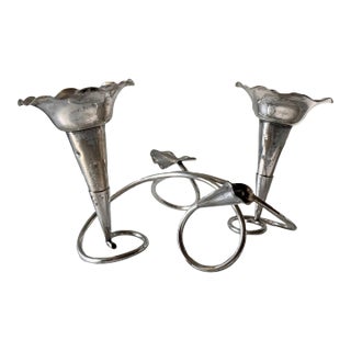 Art Nouveau Morning Glory Silver Plate Candelabra by Coles & Fryer For Sale