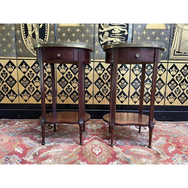 Brown Louis XVI Style Bedside Tables, Set of 2 For Sale - Image 8 of 8