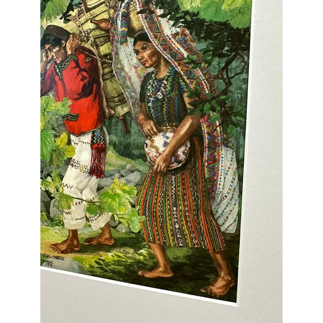 Impressionist Vintage Carmen L. Pettersen Print "San Miguel Chicaj" 1974 Guatemalan Mayan Art - 11x14 Matted For Sale - Image 3 of 6