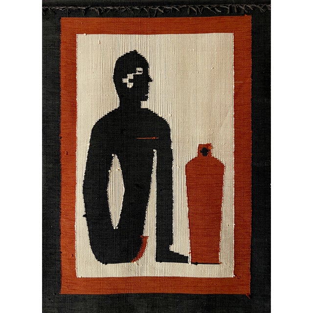 A striking and substantially sized mid-century handwoven textile wall hanging originating from the Philippines. This piece...