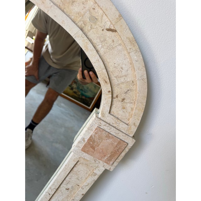 1980s Vintage Maitland-Smith Style Tessellated Stone Arched Wall Mirror For Sale - Image 5 of 12