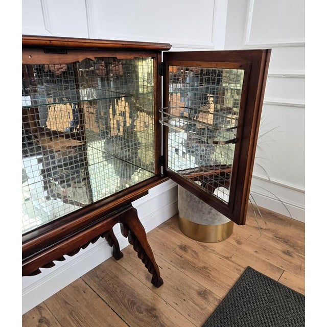 Mid-Century Art Deco Italian Walnut Mosaic Bar Cabinet with Mirror, 1950s For Sale - Image 11 of 12