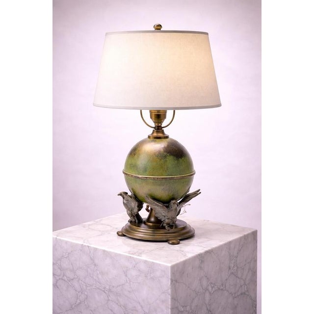 A striking and sculptural art deco table lamp attributed to ystad metall, sweden, dating to the 1930s. This piece is a...