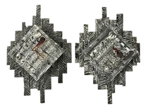 Pair Italian Brutalist Glass Sconces by Albano Poli for Poliarte Italy, 1970's.