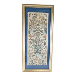 19th Century Chinese Silk Embroidered Forbidden Stitch Robe Sleeves