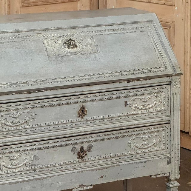 Mid 19th Century 19th Century Country French Louis XVI Painted Secretaire For Sale - Image 5 of 16