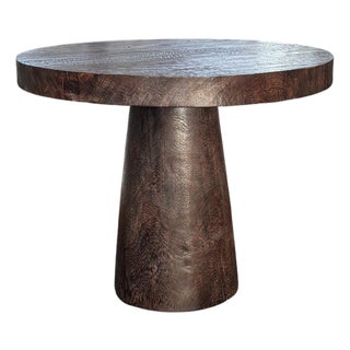 Sculptural Solid Suar Wood Dining Table With Expressive Grain, Espresso Finish For Sale