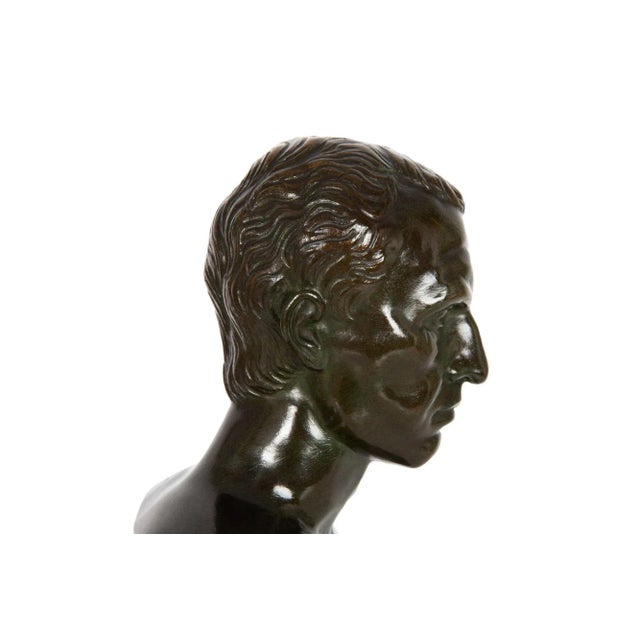 Brown Italian Grand Tour Antique Bronze Sculpture, Bust of Julius Caesar For Sale - Image 8 of 12