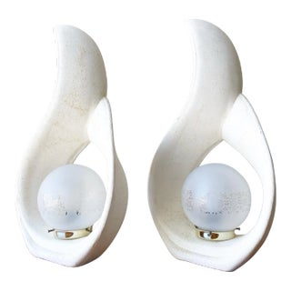 Postmodern Sculptural White Flame Ceramic Table Lamps For Sale