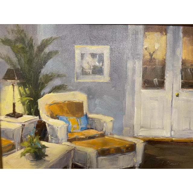 Early 21st Century Framed Oil on Canvas "Afternoon on the Veranda" by Laurel Daniel For Sale - Image 5 of 11