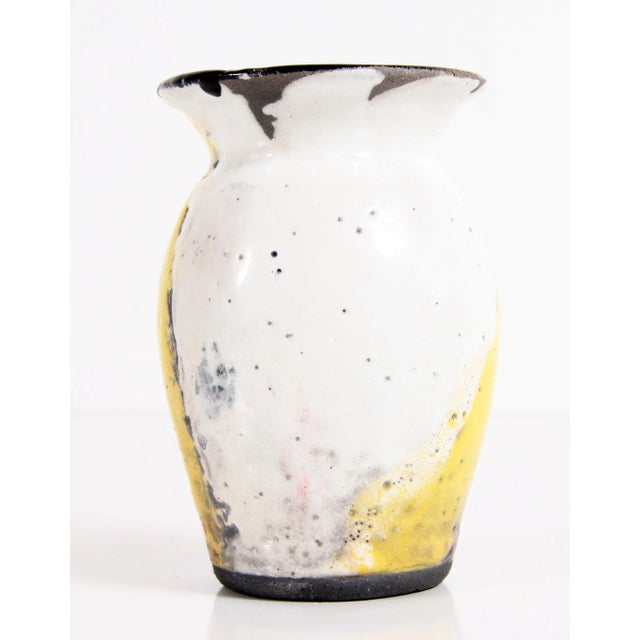 Vintage Mid Century Modern West German Lava Bold Red & Yellow Pottery Vase For Sale - Image 4 of 9