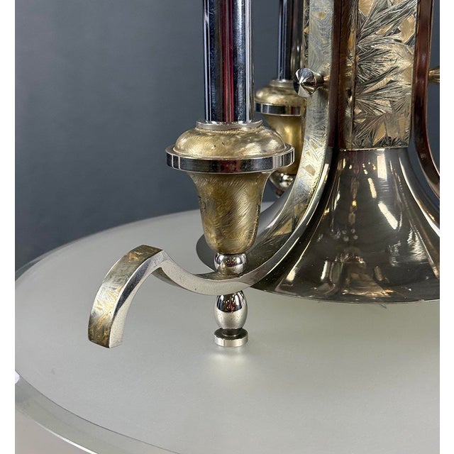 Art Deco Chrome Chandelier, 1930s For Sale - Image 6 of 8