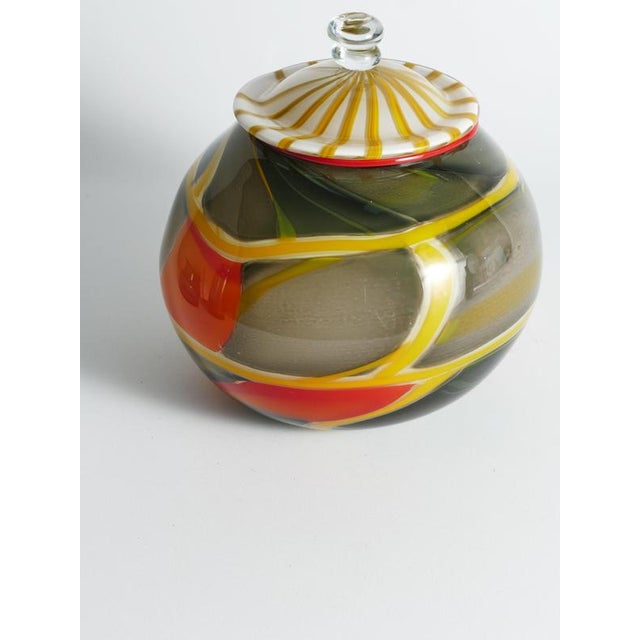 Large Studio Glass Lidded Jar by Ragnar Klenell, Sweden, 2012 For Sale - Image 9 of 18